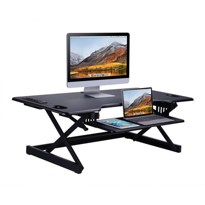 Rocelco 46 Inch Standing Desk Converter and Adjustable Dual Monitor Desk Mount - VMInnovations