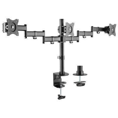 Rocelco Premium Adjustable Triple Monitor Desk Mount, Fits 13-27 In LED Screens - VMInnovations