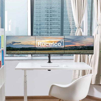 Rocelco 46 Inch Standing Desk Converter and Adjustable Triple Monitor Desk Mount - VMInnovations
