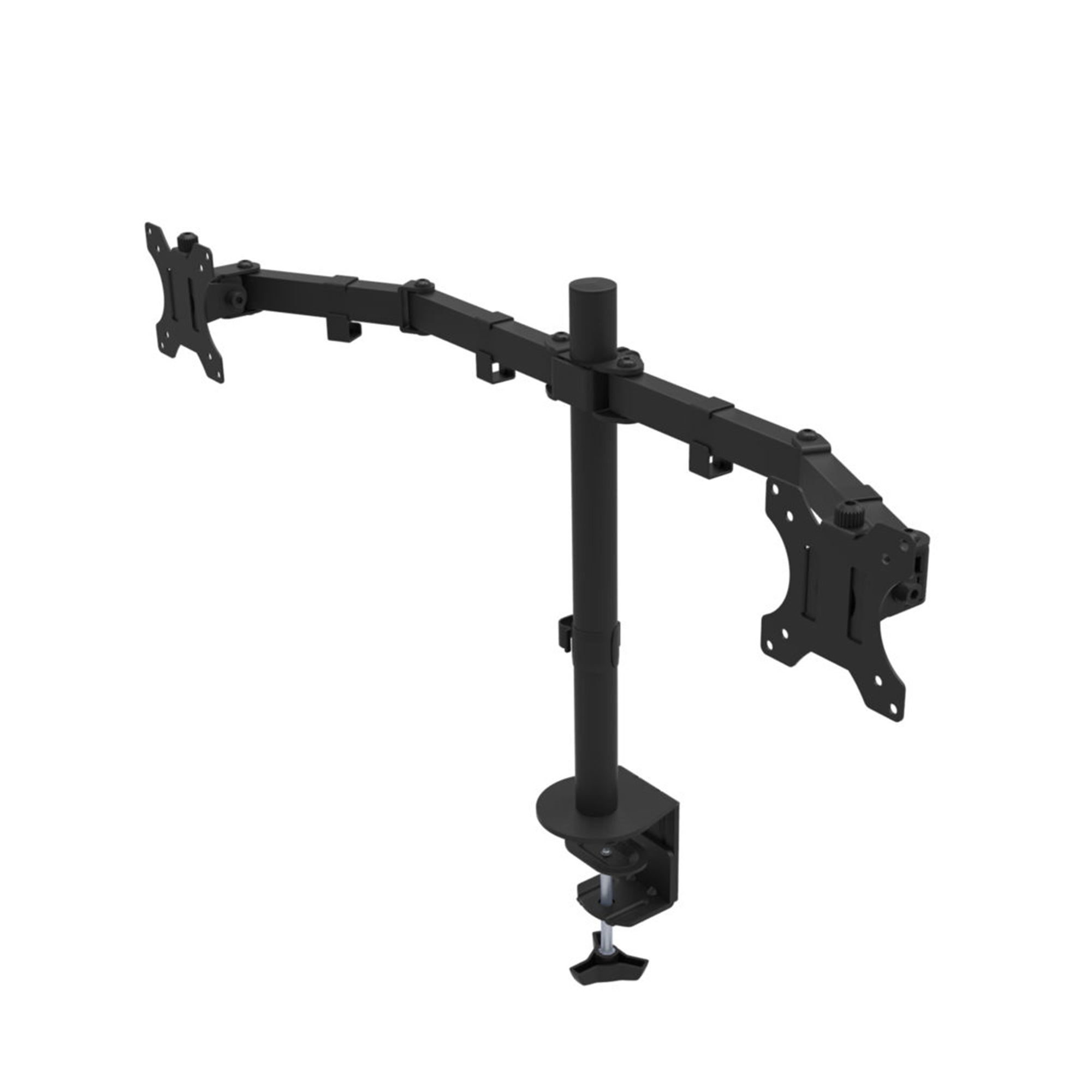 Rocelco Adjustable Standing Desk Converter, Teak & Adjustable Dual Monitor Stand