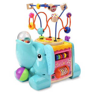 TopBright 5 in 1 Elephant Activity Cube with Bead Maze and Games for Toddlers