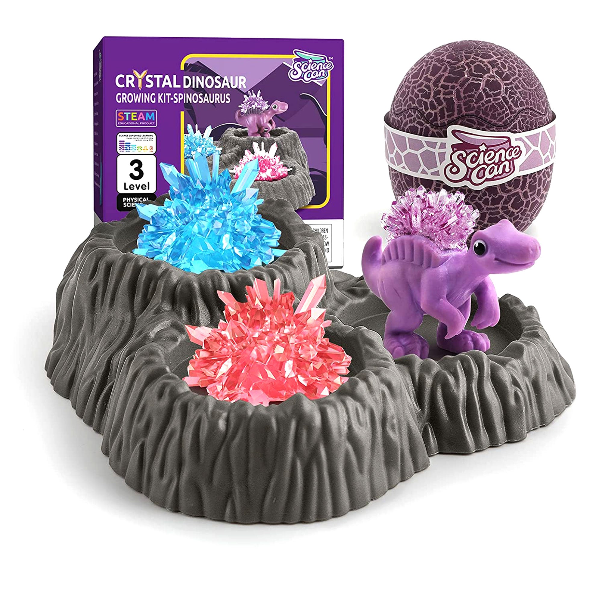 Science Can Geoscience 3 Color Crystal Dinosaur Deluxe Growing Kit Experiment - VMInnovations