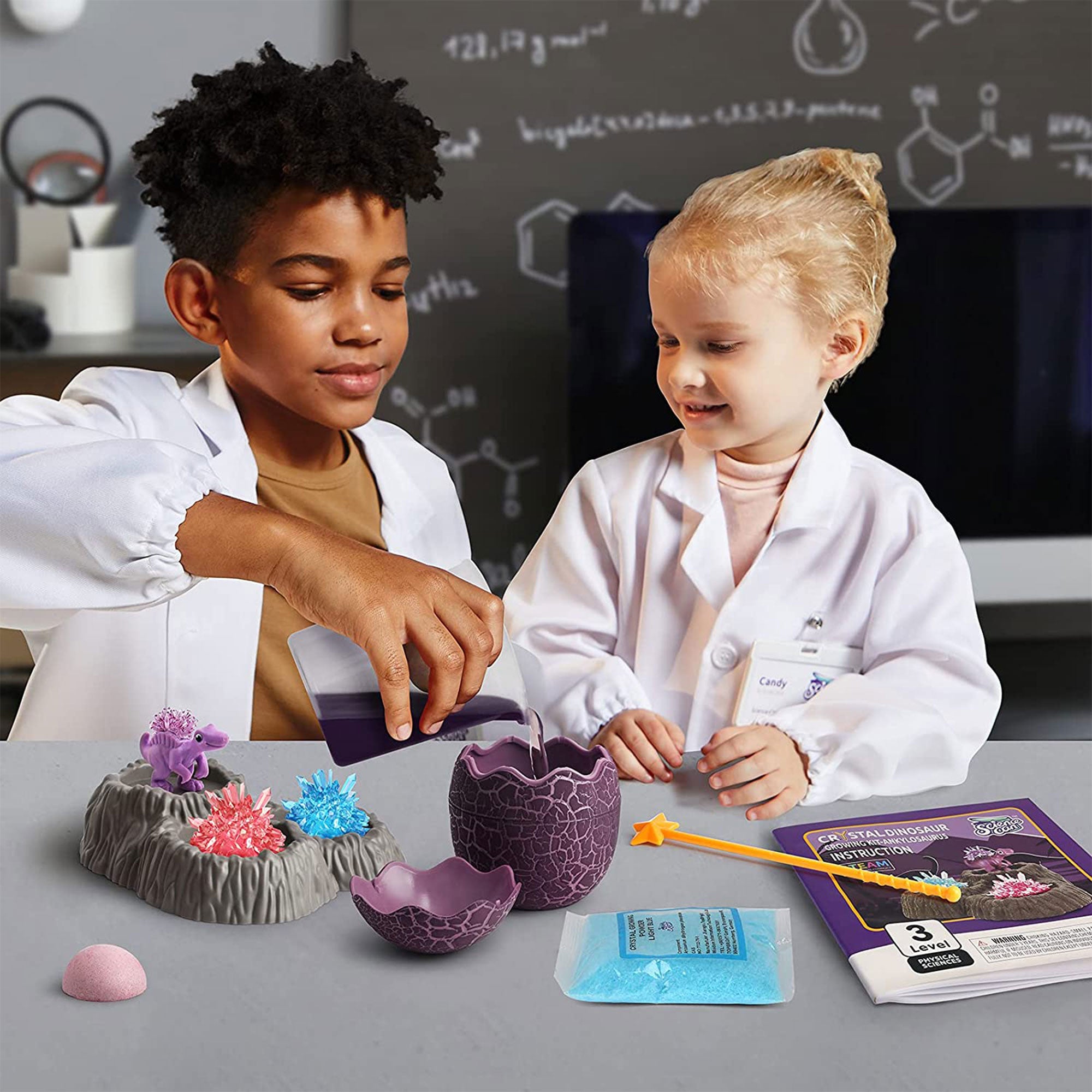 Science Can Geoscience 3 Color Crystal Dinosaur Deluxe Growing Kit Experiment - VMInnovations