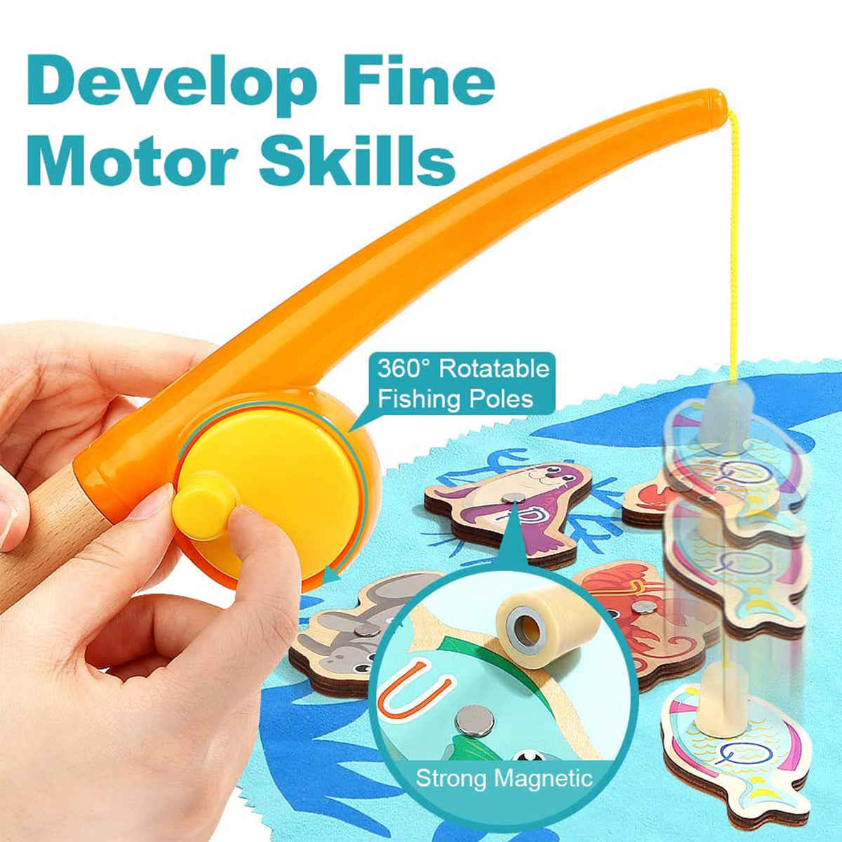 Topbright Toys Educational Portable Magnetic Fishing Game with 2 Fishing Poles - VMInnovations