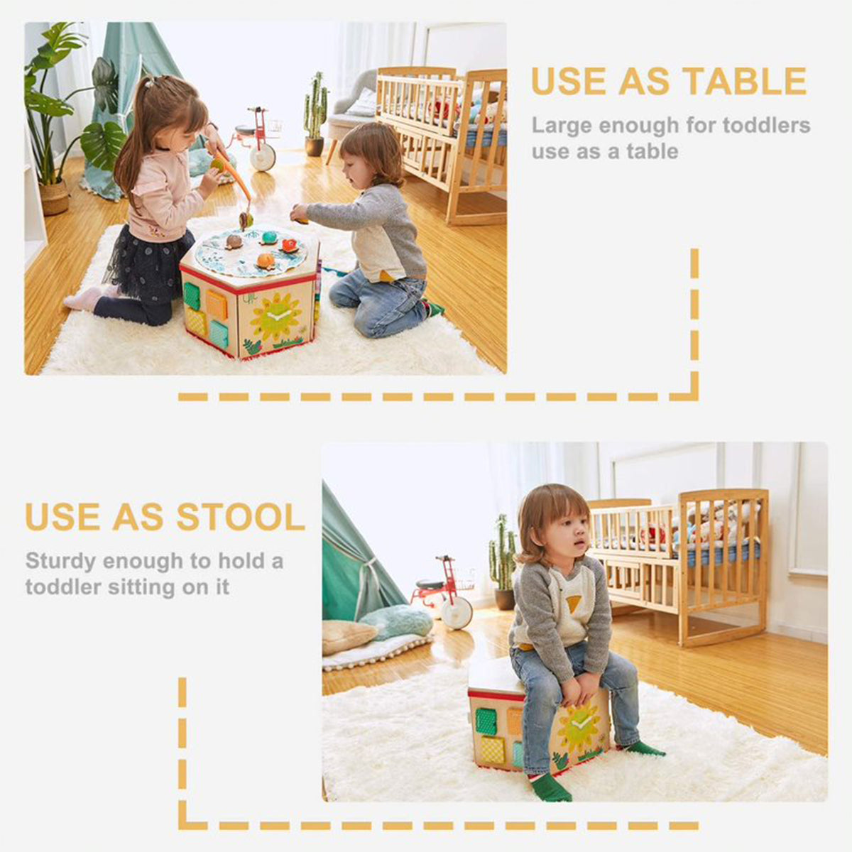 Topbright Toys Wooden Educational 7 in 1 Activity Hexagon Cube with Bead Maze - VMInnovations