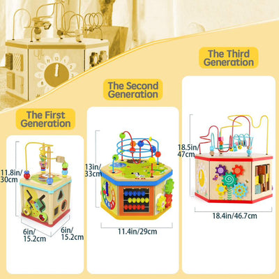 Topbright Toys Wooden Educational 7 in 1 Activity Hexagon Cube with Bead Maze - VMInnovations