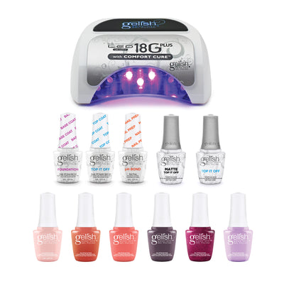 Gelish Complete Manicure Kit w/ LED Cure Light, Prep & Finish Set & Sunrise Set