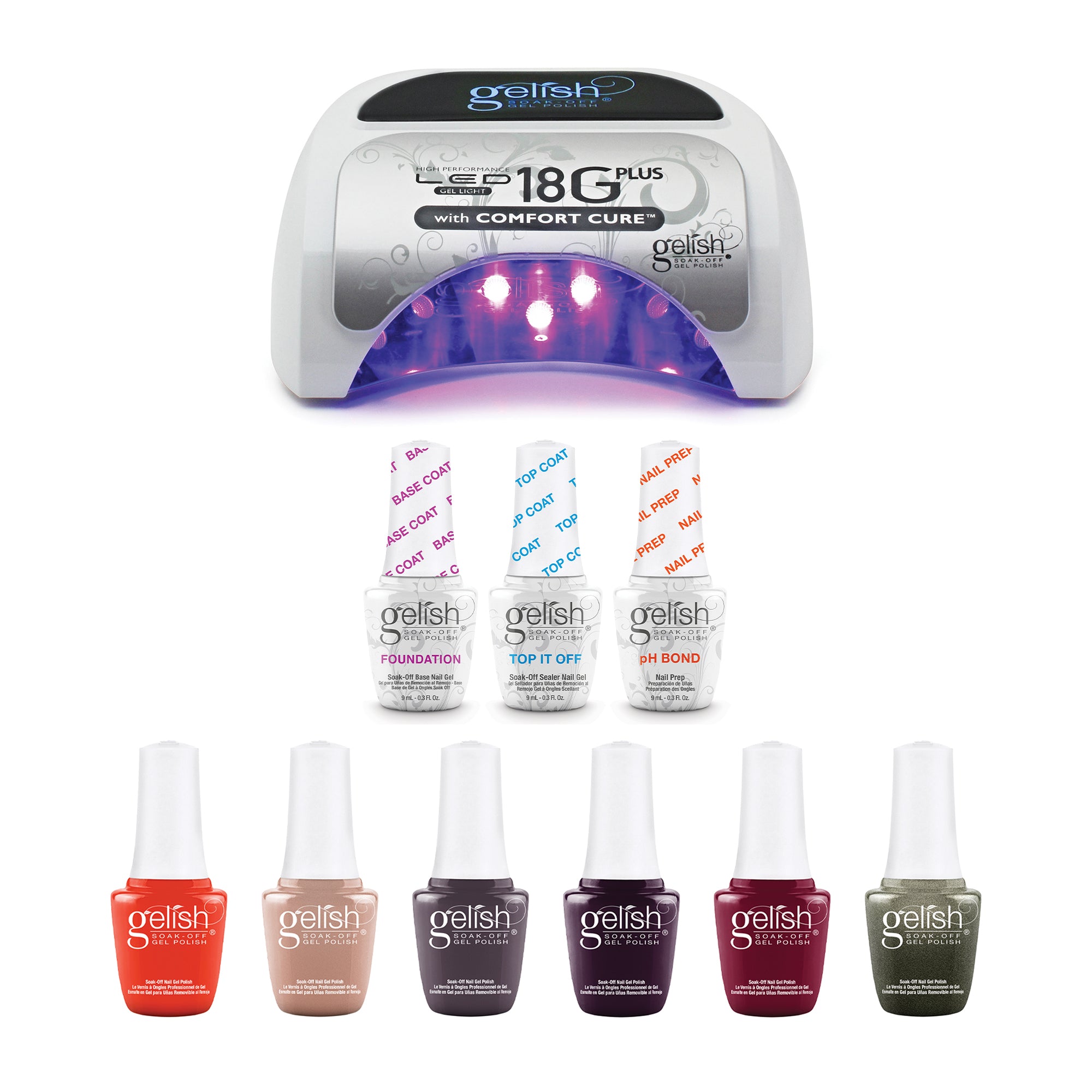 Gelish Complete Manicure Kit w/ LED Curing Light, Terrific Trio & Rendezvous Set