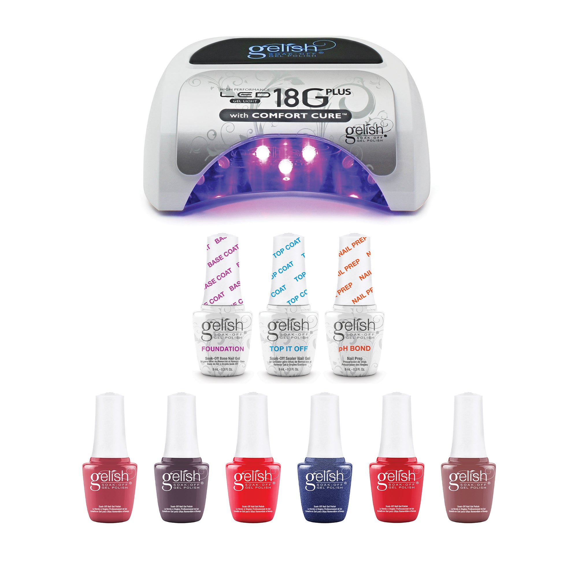 Gelish Complete Manicure Kit w/ LED Curing Light, Terrific Trio & Midnight Set