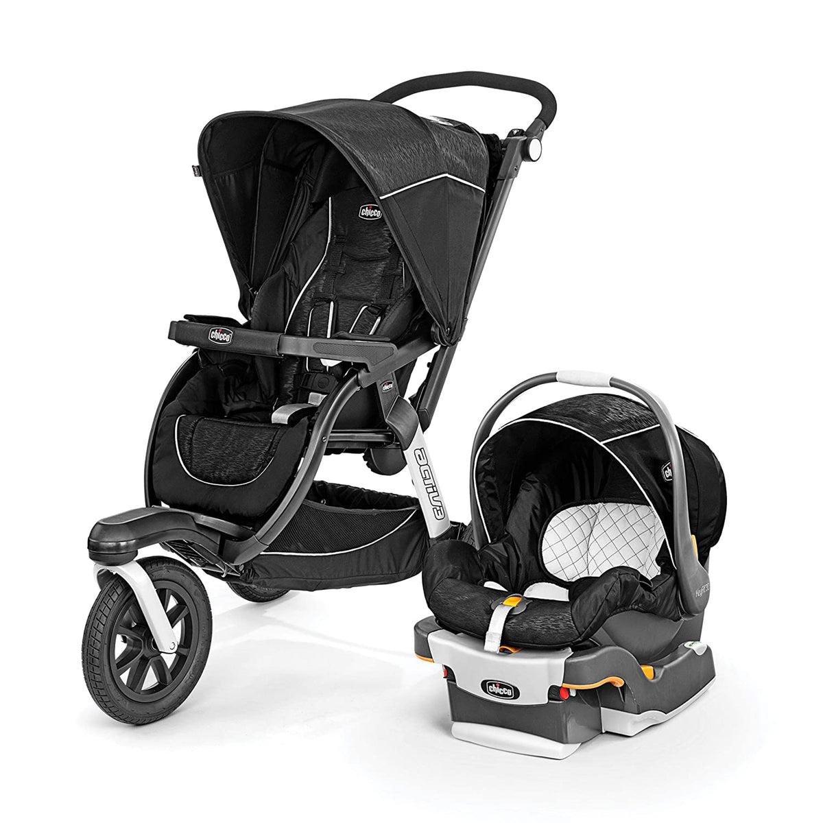 Chicco Activ3 Aluminum Jogging Travel System with Stroller and Car Seat, Black - VMInnovations