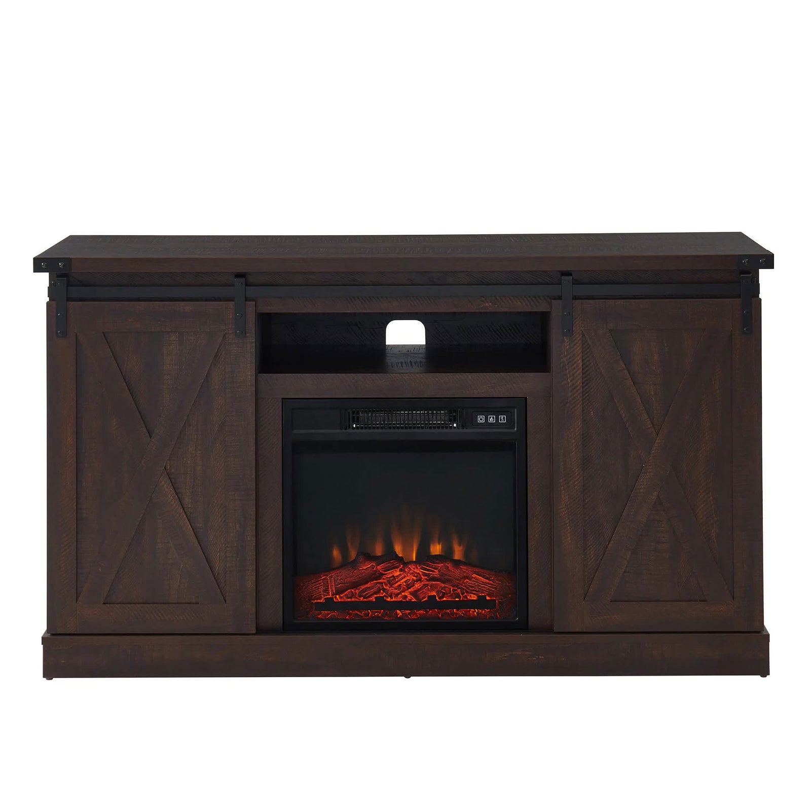 Edyo Living Electric Fireplace TV Stand Table with Sliding Barn Door (Used) - VMInnovations