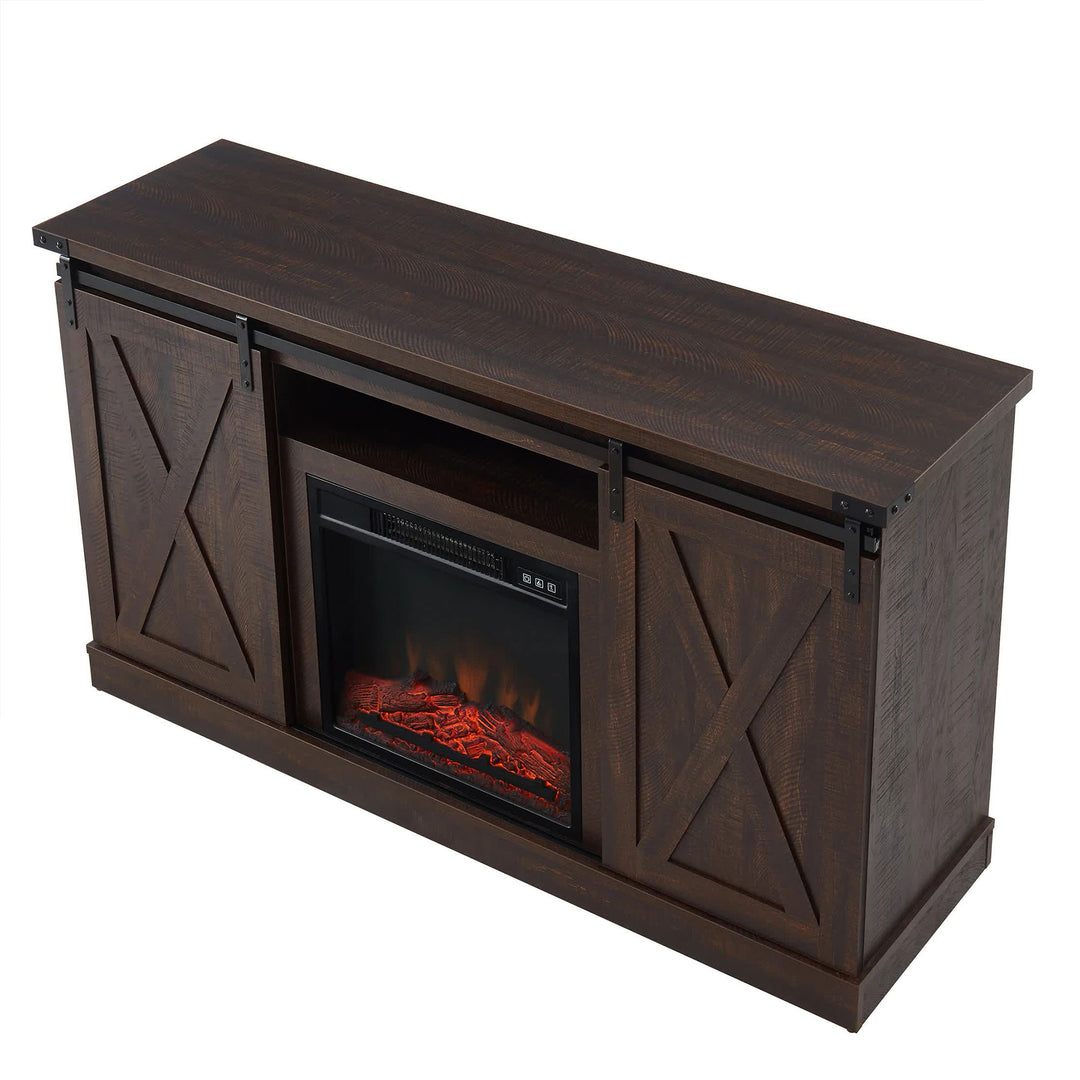 Edyo Living Electric Fireplace TV Stand Table with Sliding Barn Door (Used) - VMInnovations