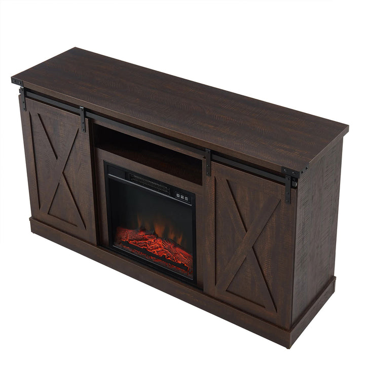 Edyo Living Electric Fireplace TV Stand Table with Sliding Barn Door (Used) - VMInnovations
