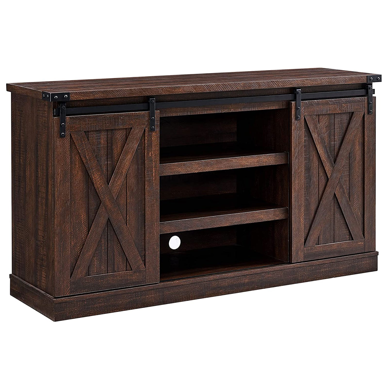 Edyo Living Rustic Farmhouse TV Stand Table with Sliding Barn Doors (For Parts) - VMInnovations