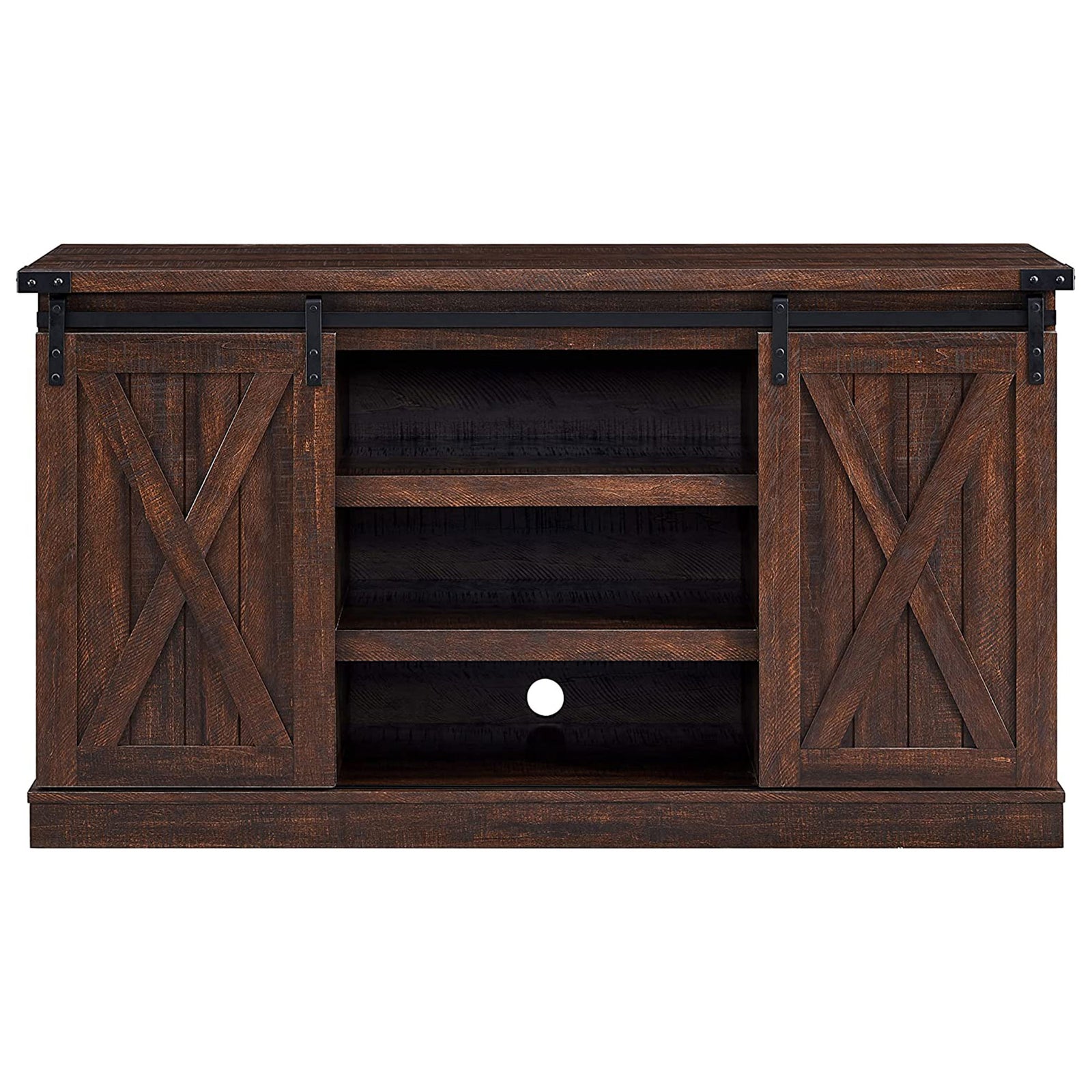 Edyo Living Rustic Farmhouse TV Stand Table with Sliding Barn Doors (For Parts) - VMInnovations
