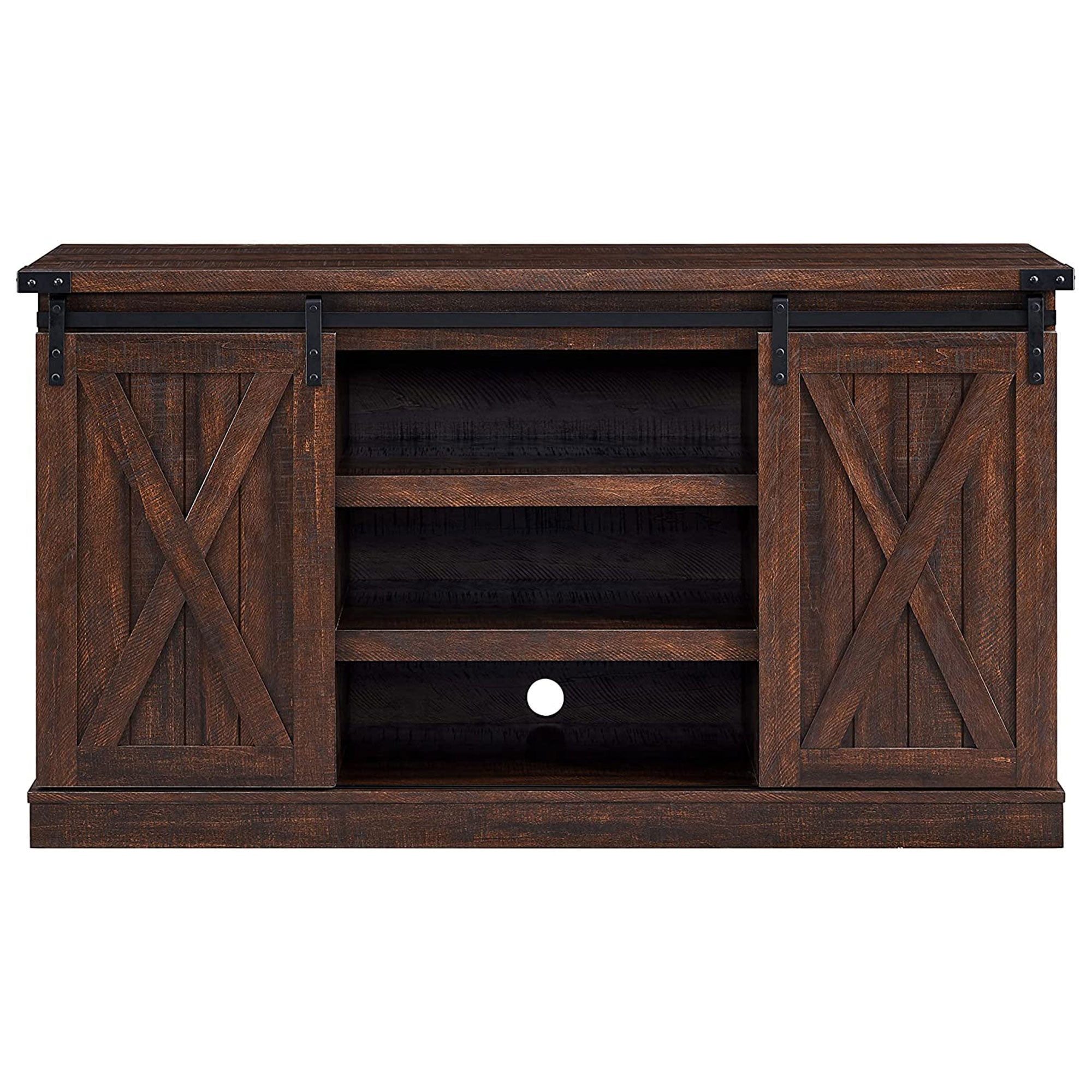 Edyo Living Rustic Farmhouse TV Stand Table with Sliding Barn Doors (For Parts) - VMInnovations