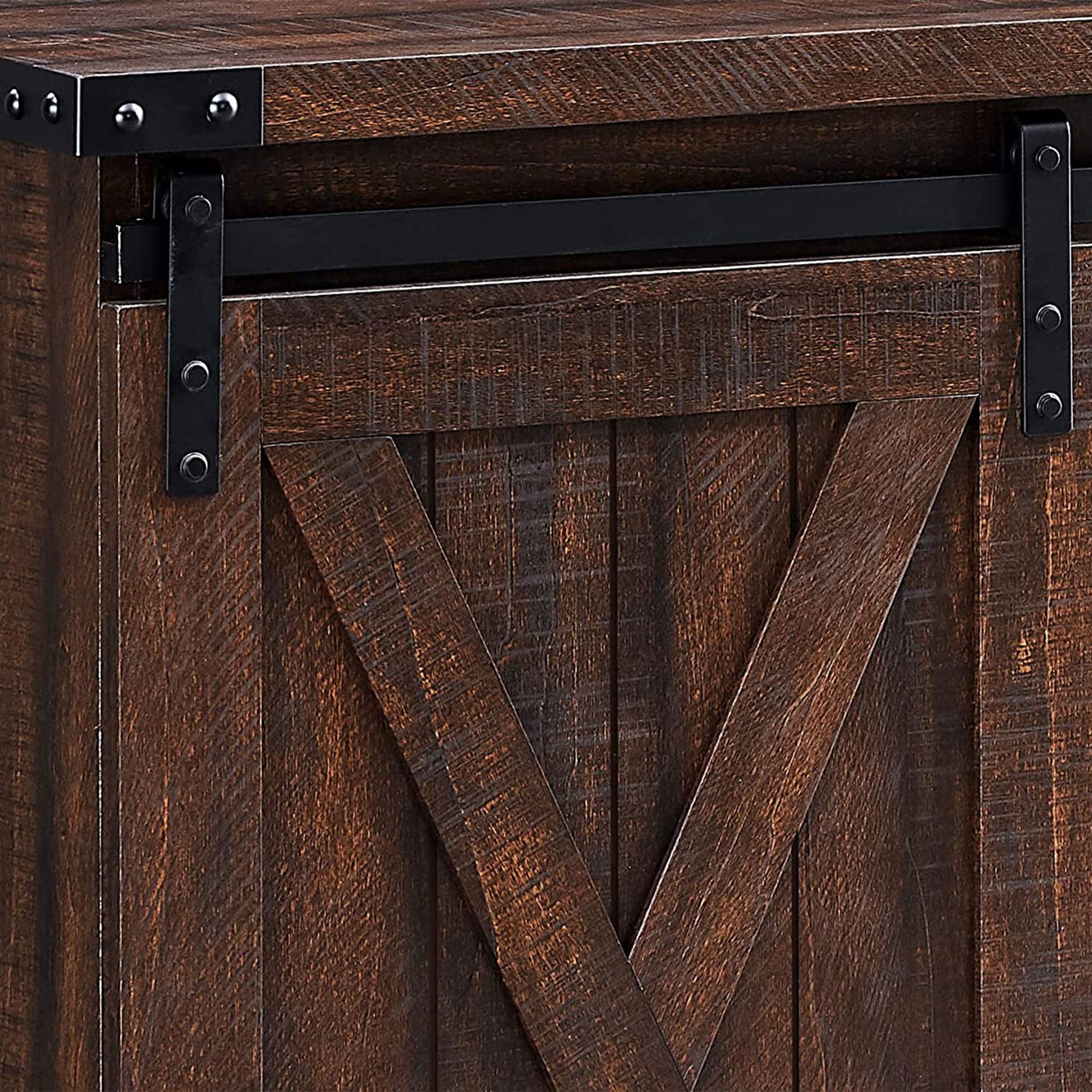 Edyo Living Rustic Farmhouse TV Stand Table with Sliding Barn Doors (For Parts) - VMInnovations