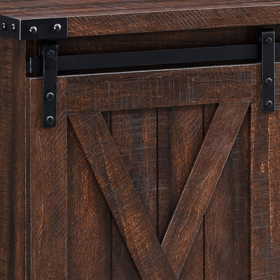 Edyo Living Rustic Farmhouse TV Stand Table with Sliding Barn Doors (For Parts) - VMInnovations