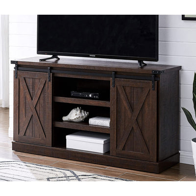 Edyo Living Rustic Farmhouse TV Stand Table with Sliding Barn Doors (For Parts)