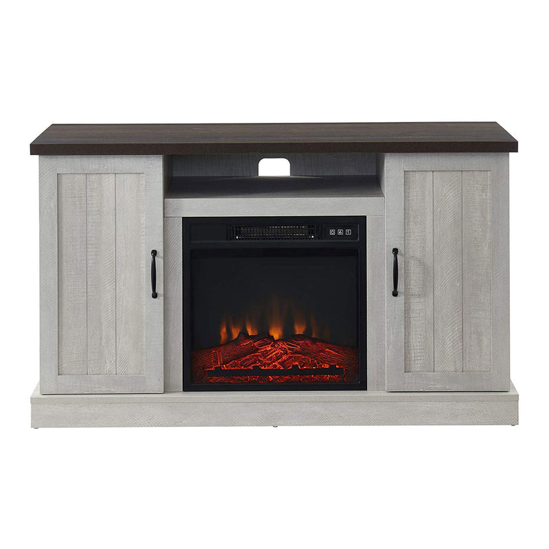 Edyo Living Rustic Farmhouse Electric Fireplace TV Stand w/ Remote Control, Grey
