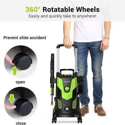 PAXCESS HWY23E 3,000 PSI Portable Electric Power Washer w/ Wheels & Accessories