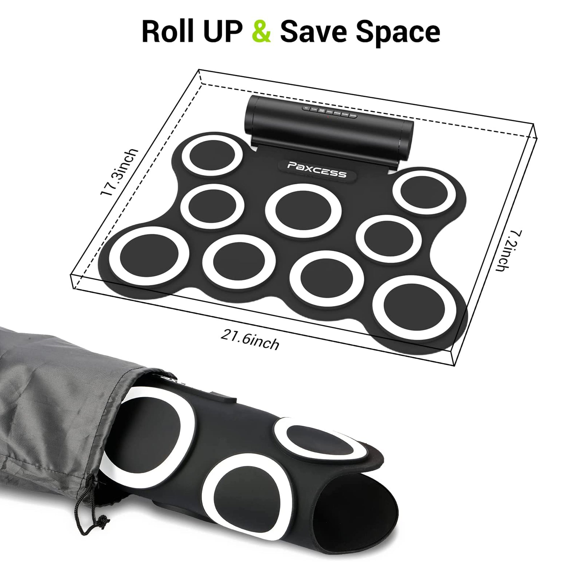 PAXCESS 9 Pad Electronic Drum Set w/ Foot Pedals, Built-In Speaker, and Battery - VMInnovations