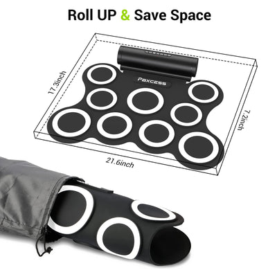PAXCESS 9 Pad Electronic Drum Set w/ Foot Pedals, Built-In Speaker, and Battery - VMInnovations