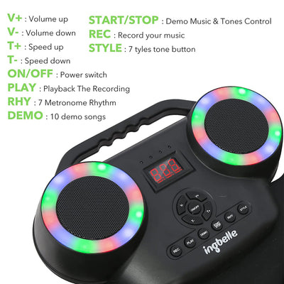 9 Pad Roll Up Electronic Drum Set w/ Foot Pedals, Speaker, and Lights (Open Box) - VMInnovations