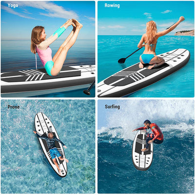 TELESPORT Paddle Boards Inflatable Stand Up Paddleboard w/Accessories in Black