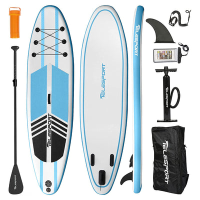 TELESPORT Paddle Boards Inflatable Paddleboard w/Accessories, White & Blue(Used) - VMInnovations