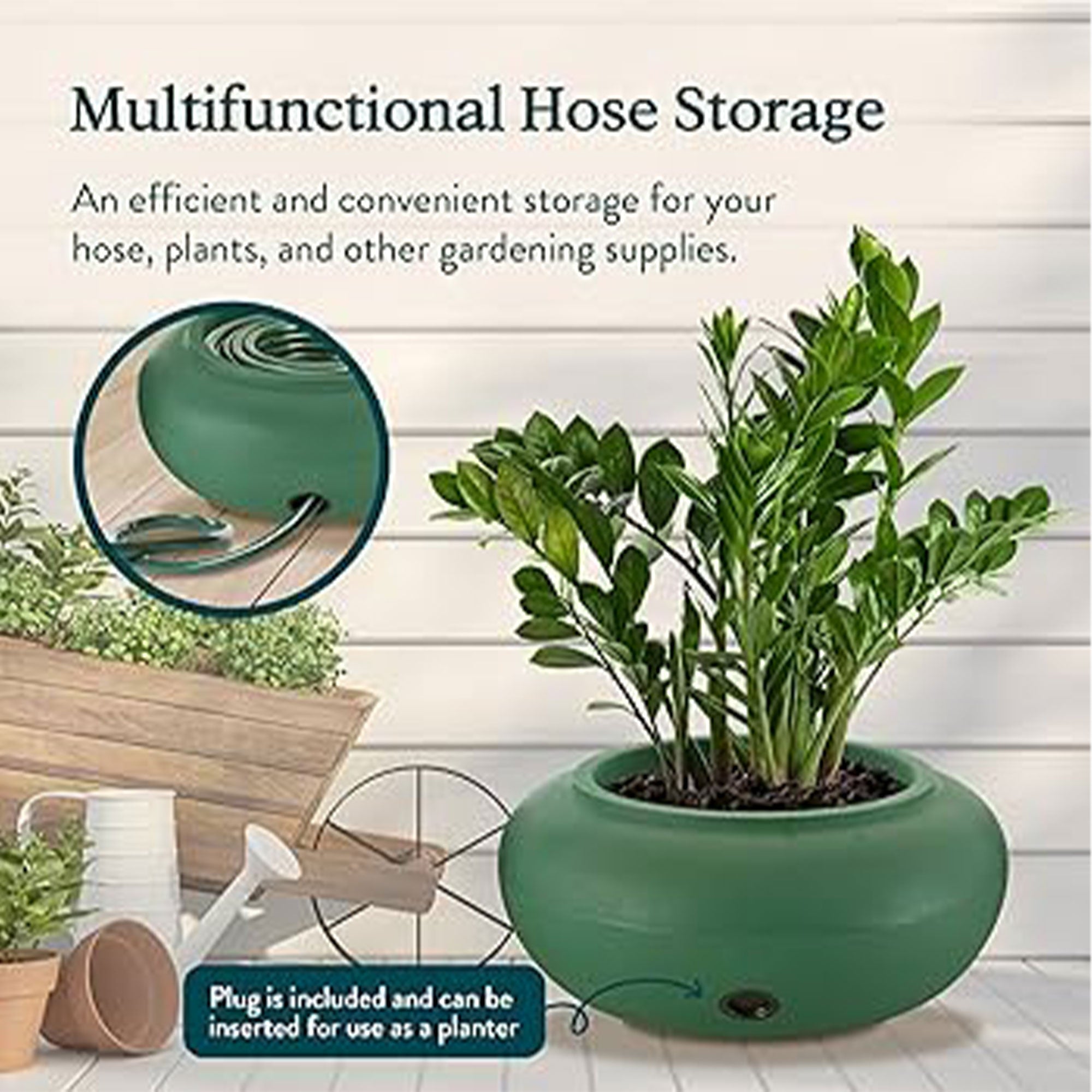 21 Inch Garden Hose Holder Pot for 75 to 100 Ft Hoses (Open Box) - VMInnovations