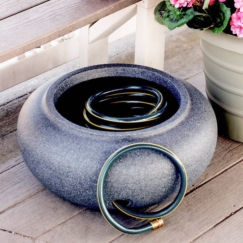 The HC Companies 21 Inch Garden Hose Holder Pot for 75 to 100 Ft Hoses, Green