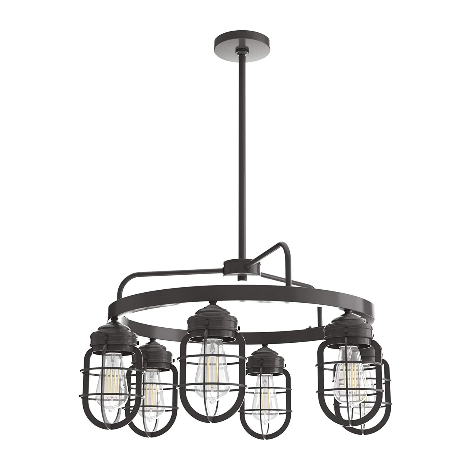 Hunter Fan Company Starklake 6 Bulb Rustic Hanging Chandelier, Noble Bronze - VMInnovations