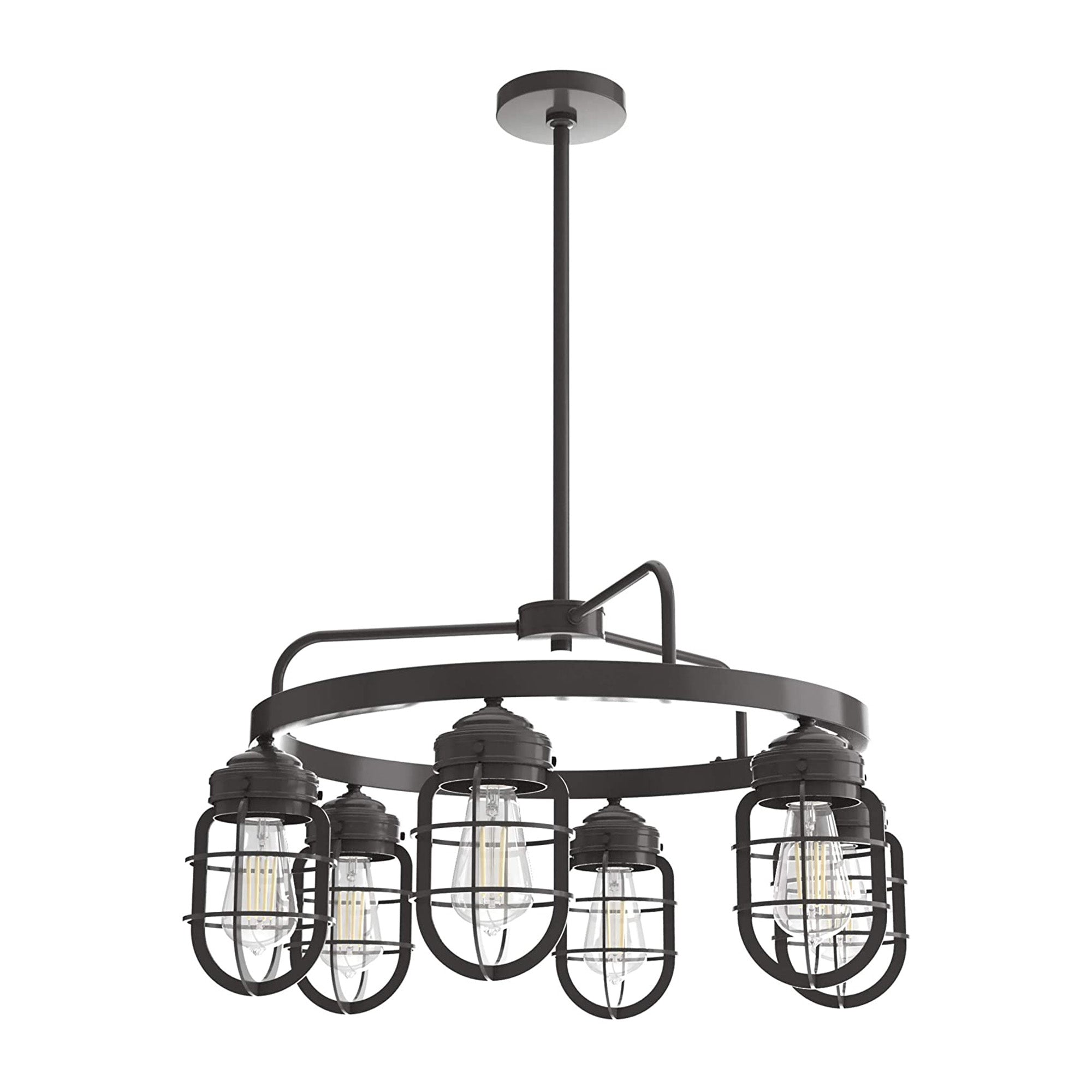 Hunter Fan Company Starklake 6 Bulb Rustic Hanging Chandelier, Noble Bronze - VMInnovations