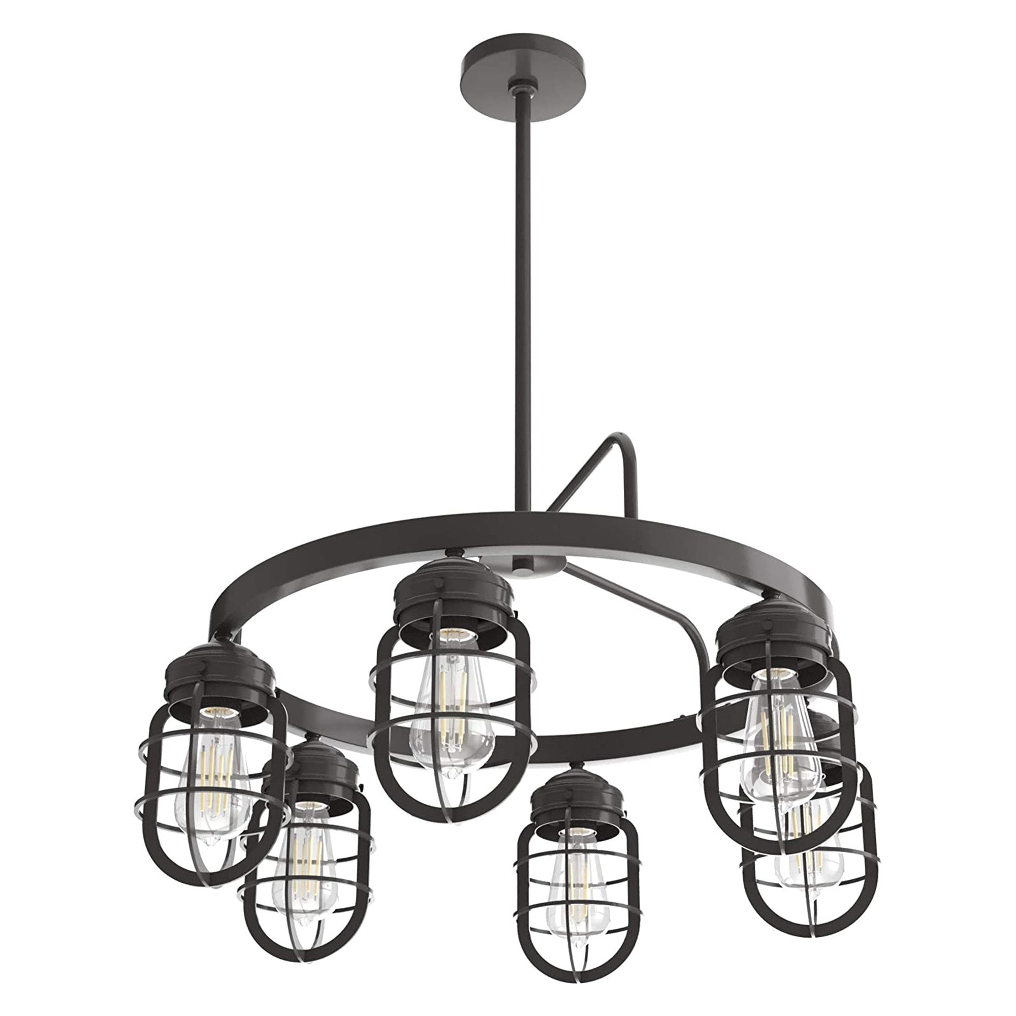 Hunter Fan Company Starklake 6 Bulb Rustic Hanging Chandelier, Noble Bronze - VMInnovations