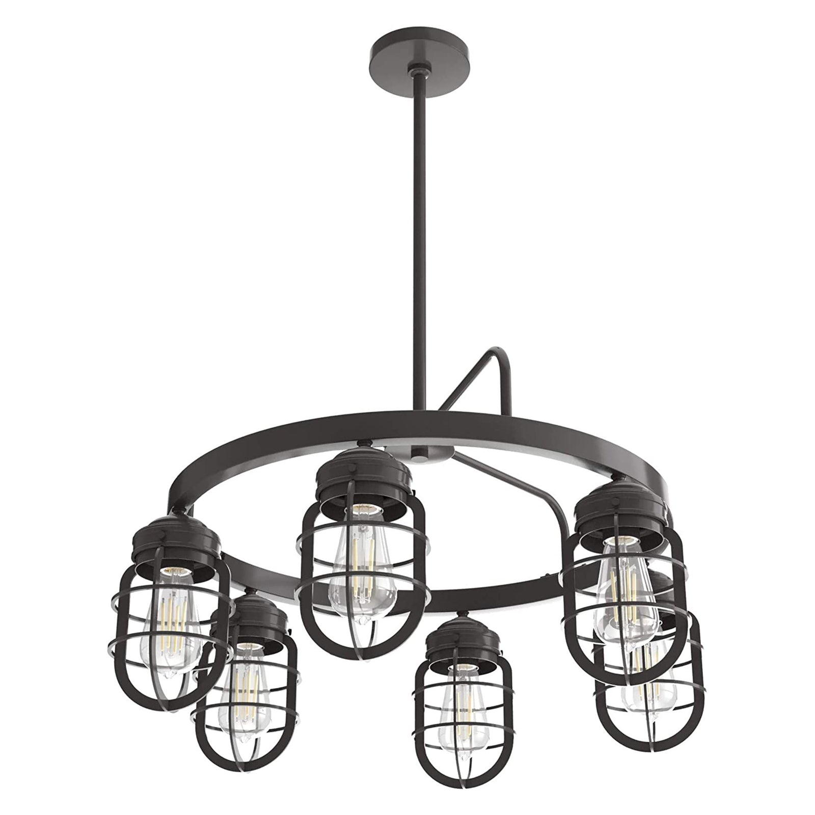 Hunter Fan Company Starklake 6 Bulb Rustic Hanging Chandelier, Bronze(For Parts) - VMInnovations