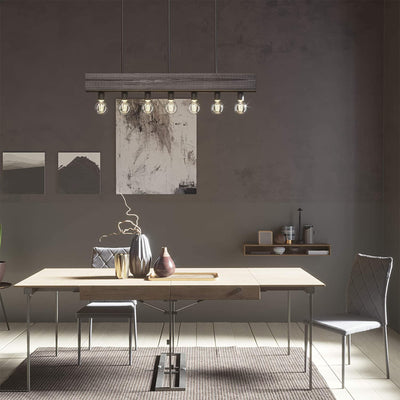 Hunter Fan Company Donelson 7 Light Linear Wood Chandelier Fixture, Natural Iron - VMInnovations