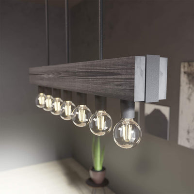 Hunter Fan Company Donelson 7 Light Linear Wood Chandelier Fixture, Natural Iron - VMInnovations