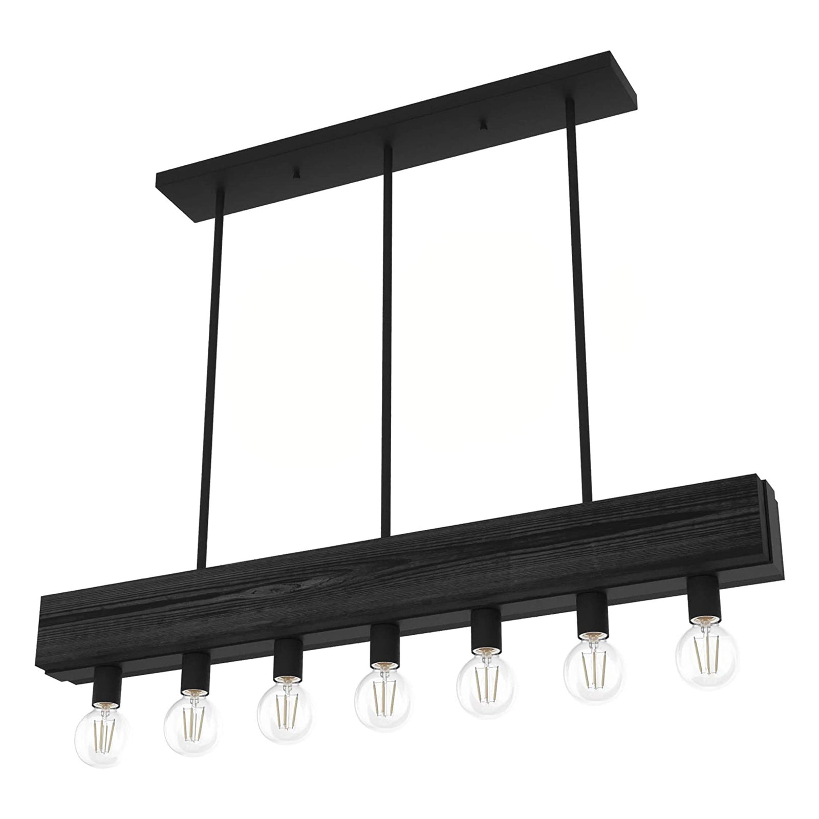 Hunter Fan Company Donelson 7 Light Linear Wood Chandelier Fixture, Natural Iron - VMInnovations