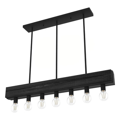 Hunter Fan Company Donelson 7 Light Linear Wood Chandelier Fixture, Natural Iron - VMInnovations