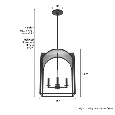 Dukestown 4 Light Hanging Pendant Light Fixture, Natural Iron (Used)