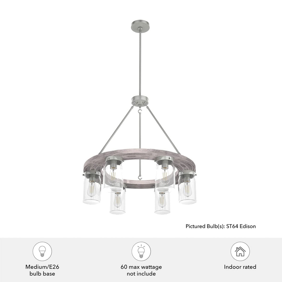 Hunter Fan Company Devon Park 6 Bulb Chandelier Indoor Light Fixture (Open Box)