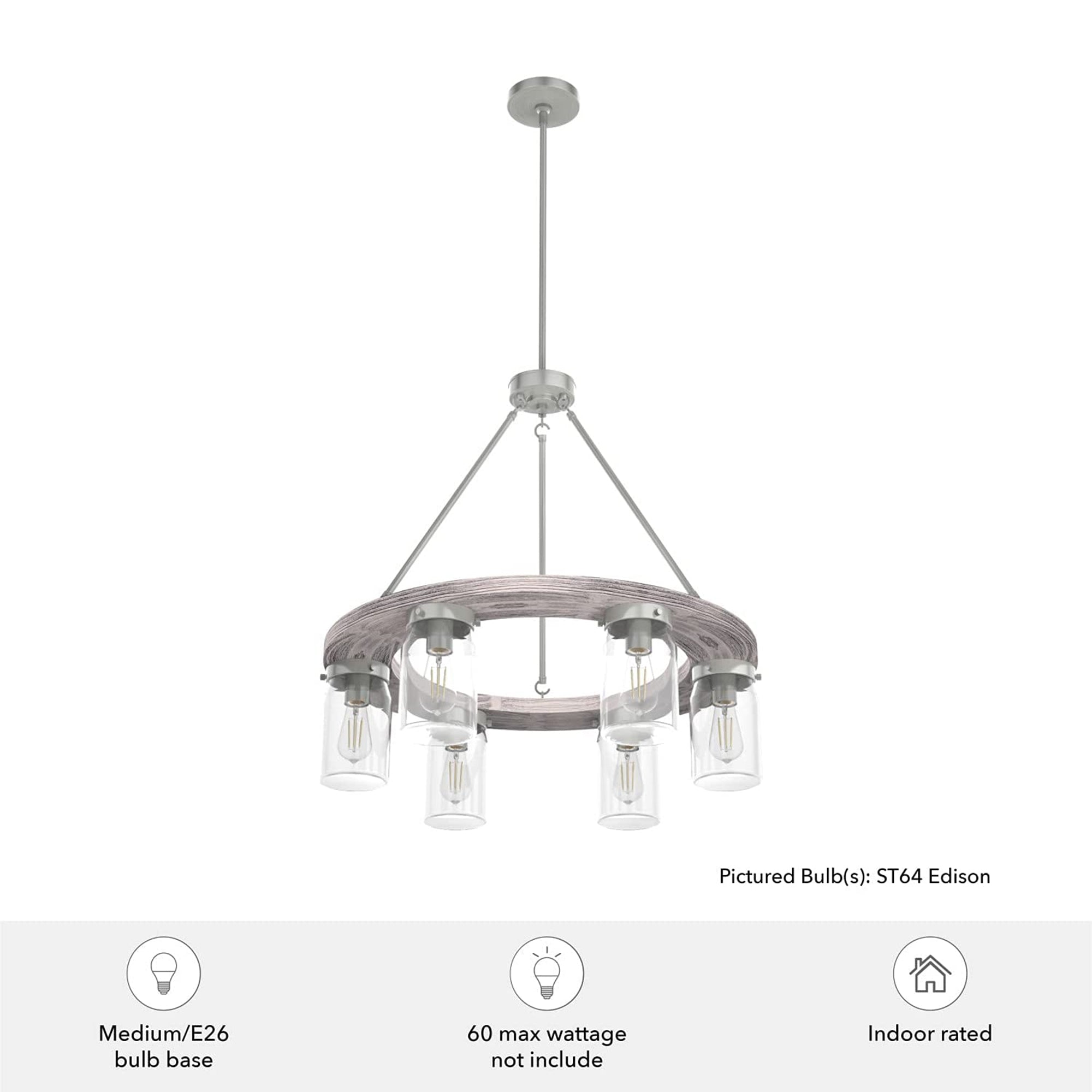 Hunter Fan Company Devon Park 6 Bulb Chandelier Indoor Light Fixture (Open Box) - VMInnovations
