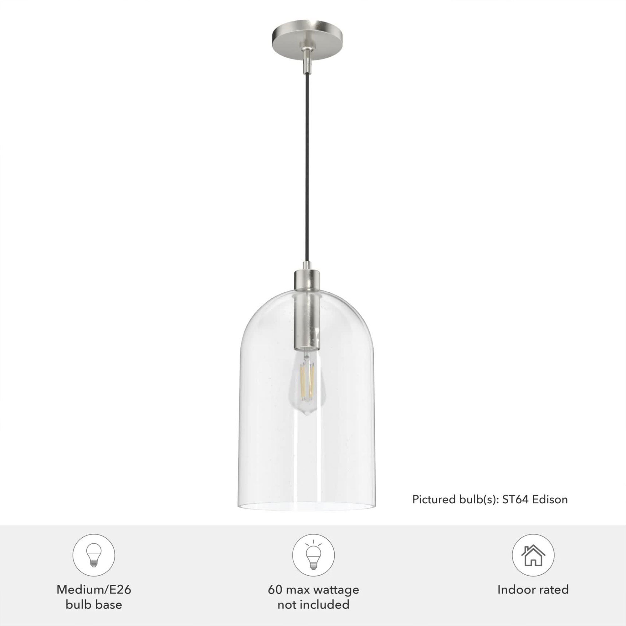 Hunter Fan Company Lochemeade 1 Bulb Glass Dome Hanging Pendant Light (Open Box) - VMInnovations