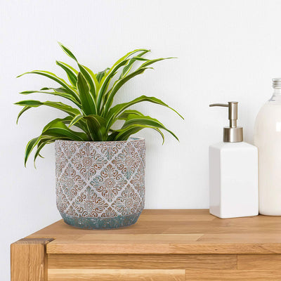 Inspirella Timeless Plant Pots 7.1 Inch Hand Glazed Indoor Outdoor Ceramic Pot