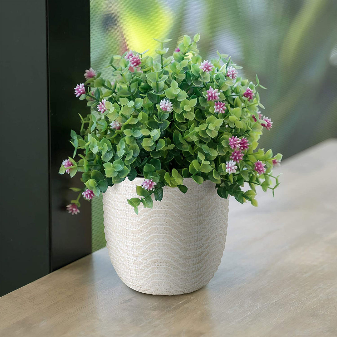 Inspirella 5.3 Inch Timeless Ceramic Round Plant Pot with Drainage (Open Box)