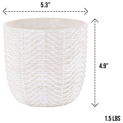 Inspirella 5.3 Inch Timeless Ceramic Round Plant Pot with Drainage (Open Box) - VMInnovations