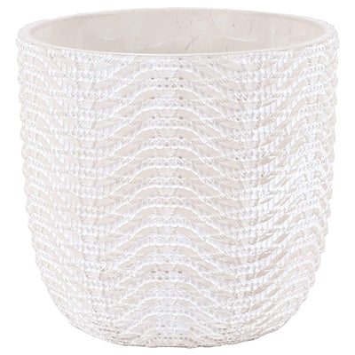 Inspirella 6.5 Inch Ceramic Plant Pots with Drainage Holes, Ocean Waves (2 Pack)
