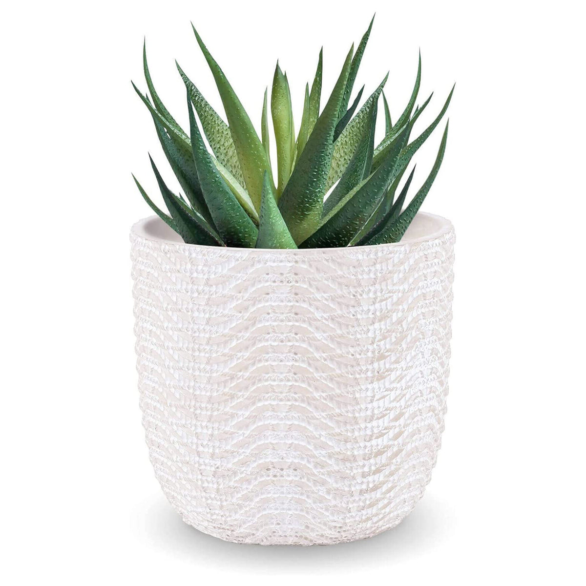 Inspirella 6.5 Inch Ceramic Plant Pots with Drainage Holes, Ocean Waves (3 Pack)