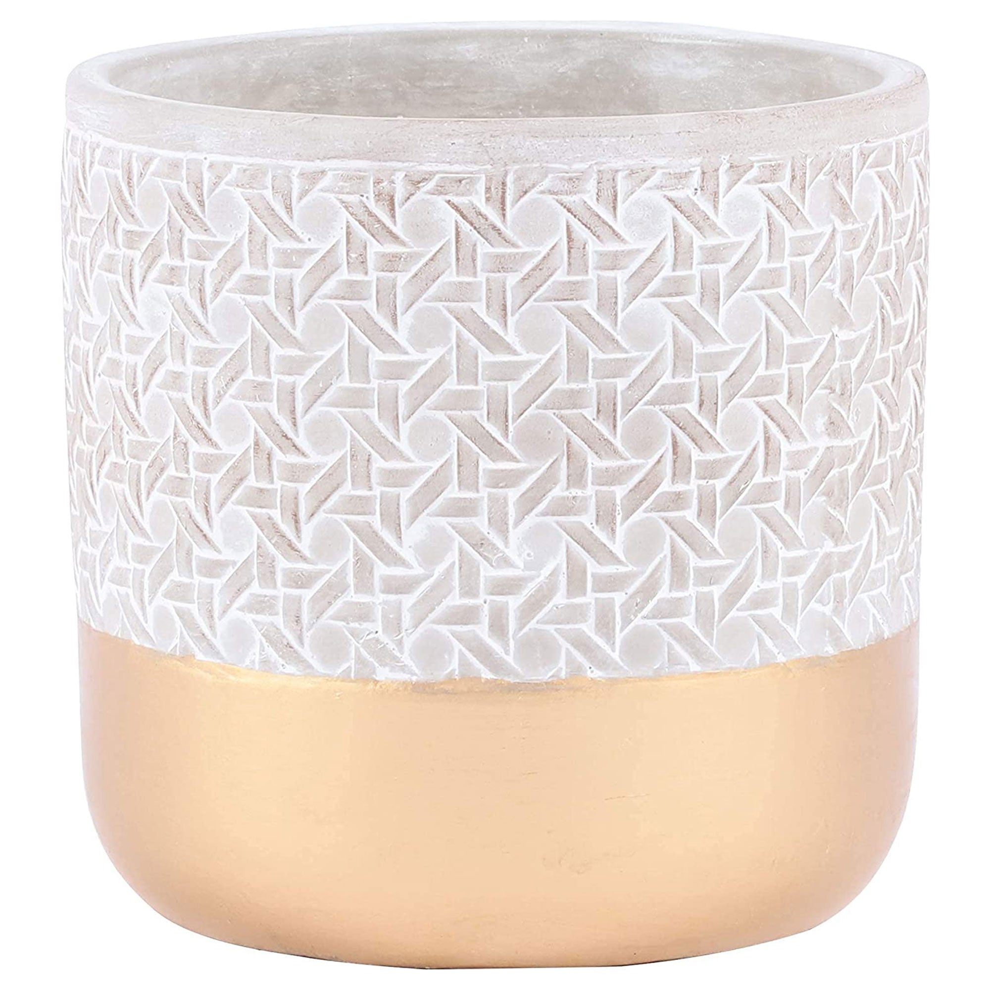 Inspirella 5.3 In Ceramic Round Geometric Plant Pots w/ Drainage Holes (2 Pack)